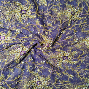 The Timeless Tradition Luxurious Nigerian 5 Yard <b>Net</b> Lace <b>Fabric</b> With Stone Beaded Work & Embroidery Work For Weddingwear <b>Fabric</b> - Product Image 2