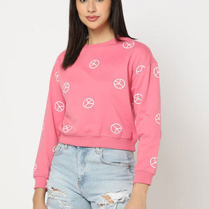 Los más vendidos de calidad en blanco de lana de gran tamaño OEM de tamaño real de impresión personalizada Logo cuello redondo MOQ sudadera de mujer - Product Image 1