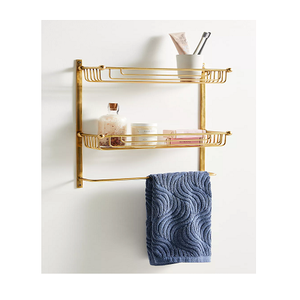 Fournisseur en gros Étagère de rangement de salle de bain couleur or Étagère de salle de bain de la meilleure qualité personnalisée - Product Image 3