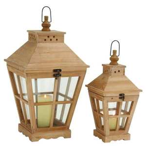 Lanterne à bougie en bois et en verre la plus vendue, finition brune, pour la maison et le jardin, lanternes à bougie suspendues hautes décoratives - Product Image 1