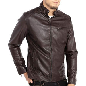 Veste en cuir véritable de qualité supérieure pour hommes, vêtements d'hiver de qualité supérieure avec fermeture éclair à col montant, veste pour hommes, vente en gros et à chaud - Product Image 6