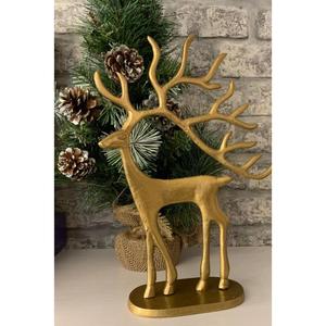 Lindo Reno de madera sentado con objeto de asta de aluminio plateado y acento navideño Elegante Reno de Navidad Showpiece Venta - Product Image 3