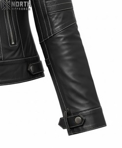 Chaqueta de cuero para mujer de talla adulta a la moda nueva llegada chaquetas informales de invierno cálidas con cremallera OEM personalizadas - Product Image 3