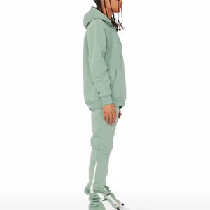 Hommes 100% coton sport quotidien deux pièces ensemble vente chaude vêtements de sport d'hiver à capuche Jogging costume motif solide décontracté imprimé - Product Image 3