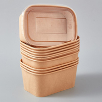 Boîte à emporter rectangulaire en papier kraft brun biodégradable, résistante à la graisse, jetable, pour collations, pizzas, aliments, avec couvercle pour emporter