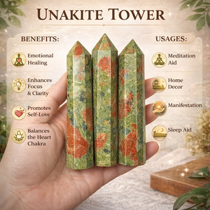 Tour de cristal d'Unakite naturelle en vrac, obélisque poli vert de 4 pouces, pierre de guérison, pointe de méditation, équilibrage des chakras, énergie pour la maison - Product Image 3