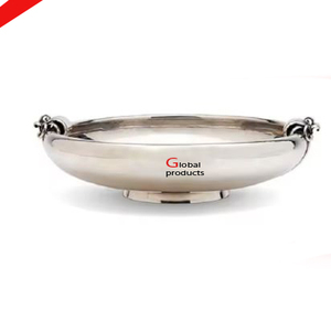 designer silver finished metal stainless steel food and salad serving bowl for hotel restaurant and bar - Product Image 1
