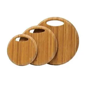 Hot Selling Mango Wood Round Shaped Chopping Boards SET OF 3 with Handles - Kitchen Accessories for Stylish Cutting and Serving