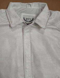 Chaqueta de Cuero Genuino para Hombre con Estampado de Cocodrilo, Chaqueta de Motociclista - Product Image 4