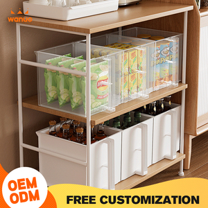 Organiseurs de placard coulissants WANUO avec poignée, tiroirs de rangement en <span class=keywords><strong>plastique</strong></span> transparent/blanc pour la cuisine et l'organisation de la maison - Product Image 5