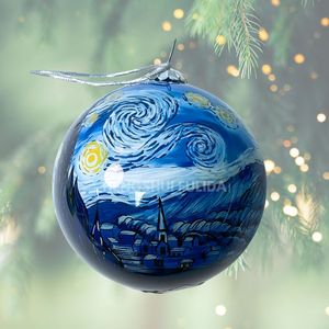 <span class=keywords><strong>Leonardo</strong></span> Da Vinci peint à la main en <span class=keywords><strong>verre</strong></span> ornement d'arbre de Noël haute qualité Monna Lisa boule boule Festival décor à la maison suspendu - Product Image 5
