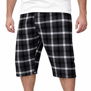 Pantalones Cortos a Cuadros para Hombre, Casuales, de Algodón, hasta la Rodilla, de Secado Rápido, Transpirables, para Correr - Product Image 1