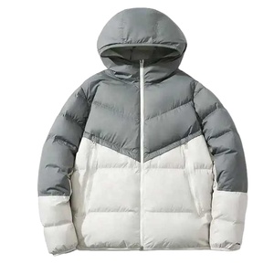 Chaqueta acolchada de invierno personalizable con capucha y logotipo frontal con cuello levantado para hombre al por mayor, cálida y transpirable para exteriores de alta calidad - Product Image 1
