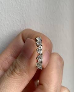 สไตล์โบราณครึ่งดวงจันทร์ตัด Moissanite วงแต่งงาน1.25 CT ใน14K ของแข็งสีเหลืองทอง2.5มมแหวนซ้อนตรงวงจับคู่ - Product Image 2