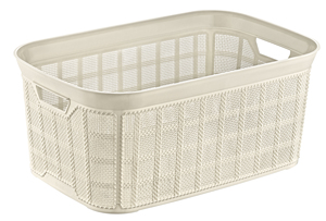 Panier de rangement rectangulaire en plastique tressé 35L écologique avec poignées, ouverture supérieure, pour cuisine, placard, garde-manger, buanderie, maison - Product Image 4