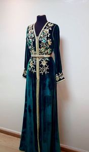 STYLISH VELVET CAFTAN DRESS FOR EMBELLISH WITH CRYSTAL BEADS,GLASS STONE & SEQUENCE WORK ON <b>SILK</b> <b>FABRIC</b> FOR WEDDING@ 2022 - Product Image 2
