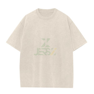 Camiseta de hombre de alta calidad 100% algodón holgado estilo de calle ligero estiramiento tela tejida de gran tamaño ropa de calle informal de moda - Product Image 5