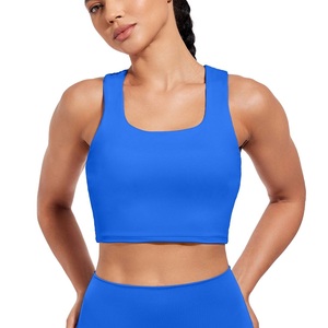 Sujetadores deportivos de mujer sólidos de punto personalizables al por mayor, transpirables, antibacterianos, ecológicos para correr al aire libre, yoga - Product Image 6