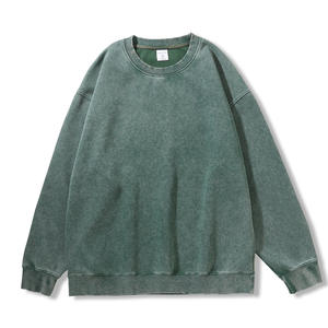 Sudadera de Forro Polar Grueso, Lisa, 100% Algodón, Cuello Redondo, Color Sólido, Lavado Ácido, Estilo Vintage, Invierno, Ecológica, Secado Rápido para Hombre - Product Image 4