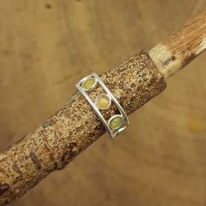 S925 Sterling Silver Small Opal Gem Stones Bague Lunette Réglage Bague Réglable Bijoux pour Femmes - Product Image 1