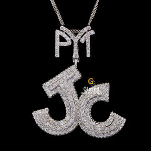 925 Sterling Silver Alphabetic Lettre Pendentif Iced Lab Grown Brilliant Cut VVS Clarity Diamonds Hip Hop Style Great Gift Idea - Product Image 1