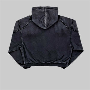 Streetwear personnalisé OEM Coupe spéciale Couture inversée Conception brodée Capuche à double couche Vintage lavé à l'acide en détresse - Product Image 6
