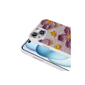Coque de téléphone portable en silicone rigide de luxe ASMA Garden, motif floral coloré, strass brillants, pour iPhone 14 - Product Image 3