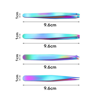 Ensemble de 4 pinces à épiler en acier inoxydable, pinces à épiler à pointe inclinée et à pointe plate - Product Image 2