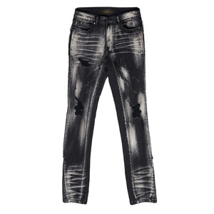 OEM Elástico Casual Ropa al aire libre Tendencia Pintura Splash Agujero Casual Jeans Pantalones de mezclilla Rasgado Stretch Skinny Jeans Hombres - Product Image 3