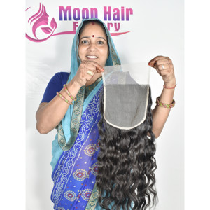 Cierre de Cabello Humano Genuino de Alta Calidad 7*7, Ondulado, de Aspecto Natural y Textura Voluminosa, Disponible para la Fabricación de Pelucas y Peinados de Fiesta - Product Image 6