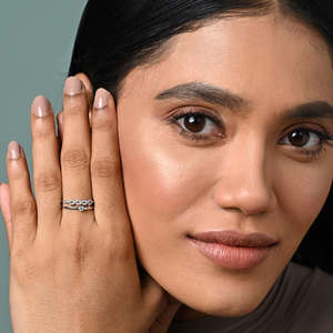 Anillos de Plata de Ley 925 de Primera Calidad para Mujer, Diseño Geométrico con Diamantes, Chapado en Rodio, Tecnología de Incrustación - Product Image 3