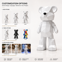 Sculpture d'ours blanche personnalisée en résine à faible polyvalence, modèle d'art abstrait géométrique pour événements de centres commerciaux et décorations d'hôtels