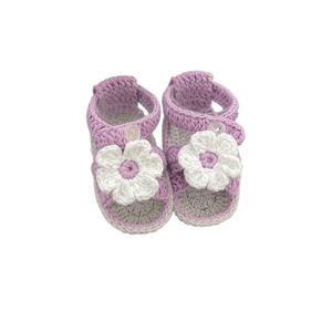 <span class=keywords><strong>Sandalias</strong></span> de flores de ganchillo hechas a mano de fábrica FS, zapatos casuales de algodón suave para bebés recién nacidos de 0 a 6 meses - Product Image 1
