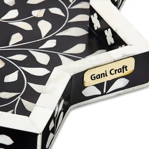 ถาดไม้พลาสติกใส่อาหารและเสิร์ฟพร้อมลายดอกไม้ถาดฝังกระดูกรูปดาวสำหรับบ้านโรงแรมร้านอาหาร - Product Image 3