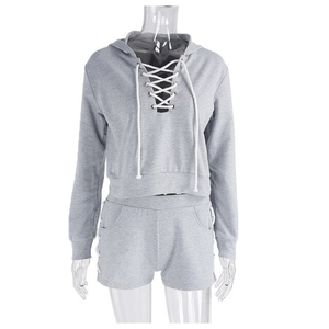 Conjunto de pantalones cortos con capucha para mujer hecho a medida de alta calidad, nuevo diseño, ropa informal, conjunto ajustable de dos piezas, gran oferta - Product Image 5