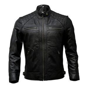 Chaqueta de motorista de cuero con capucha de alta calidad Hector Brown, cuello levantado personalizable, temporada de invierno, ¡elección perfecta! - Product Image 1