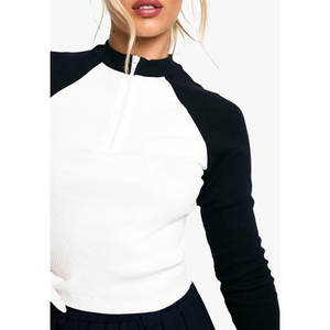 Camiseta de algodón 100% para mujer, Camiseta ajustada de manga larga de Color sólido para primavera y verano, ajuste holgado, venta al por mayor 2025 - Product Image 3