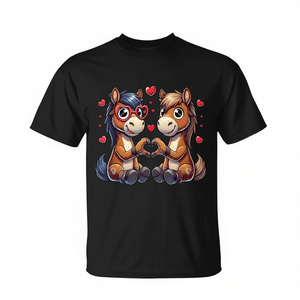 Camiseta Infantil con Diseño de Corazón de Caballo para San Valentín, Manga Corta, Cuello Redondo, Impresión Digital, Unisex, para Actividades Promocionales - Product Image 2