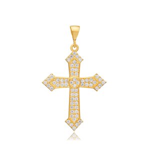 Clear CZ Stone Cross Design CZ Silver Religious Charm Colgante Collar 925 Joyas de plata esterlina Fine - Product Image 3