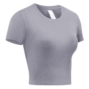 T-shirt de course à manches courtes pour femmes Compression Athletic Yoga Top Quick Dry Summer Stretchy Baselayer Tees - Product Image 6