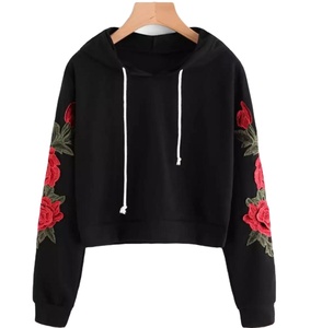 Alta calidad logotipo personalizado pullover crop top sudaderas con capucha Sudadera corta manga larga recortada Sudadera con capucha colección de Bangladesh - Product Image 2
