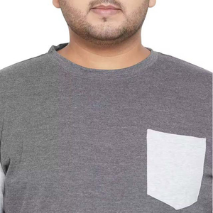 T-shirts pour hommes de haute qualité en coton/polyester, tissu tricoté épais, poche contrastante, élégant, formel, respirant - Product Image 6