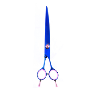 Ciseaux de toilettage pour animaux de compagnie de couleur bleu titane avec repose-doigt double et ciseaux de toilettage à usage professionnel à vis fantaisie - Product Image 1