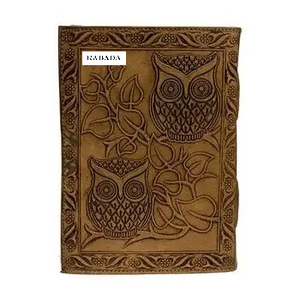 Leather <b>Journal</b> Owl Emboss With Black Stone Eye <b>Journal</b> Leather Notebook 220 Pages Handmade Deckle Edge Paper <b>Journal</b> Leather - Product Image 1