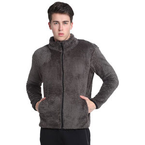 Veste en polaire sherpa douce avec col montant, poignets extensibles, design vintage - Coupe automne - Product Image 1