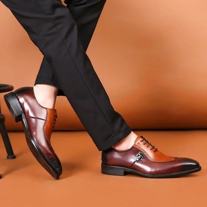 Chaussures habillées en cuir pour hommes, cuir de vachette haut de gamme avec lacets et motifs gravés - Product Image 3