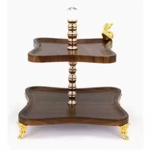 Hecho de soporte de pastel de madera maciza con soporte de hierro Soporte de pastel de madera de 3 niveles Cupcake Snacks dulces Soporte para servir - Product Image 6