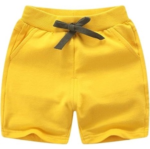 Pantalones cortos de sudor para niños de Color amarillo liso de buena calidad más vendidos con cordón en blanco de secado rápido para niños, pantalones cortos transpirables - Product Image 1
