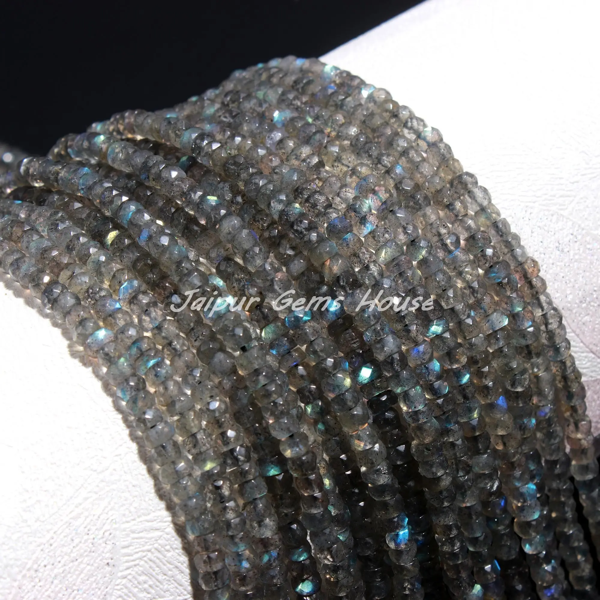 Hot Selling New labradorite Faceted Rondelle Beads Black Rainbow Natural labradorite Wholesale Beads jewelry making gift for mom