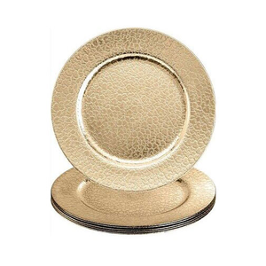 Plaques de chargeur en métal doré les plus pures Finition dorée de qualité supérieure Design unique Conserve la chaleur de vos repas Plaques de chargeur anti-taches - Product Image 4